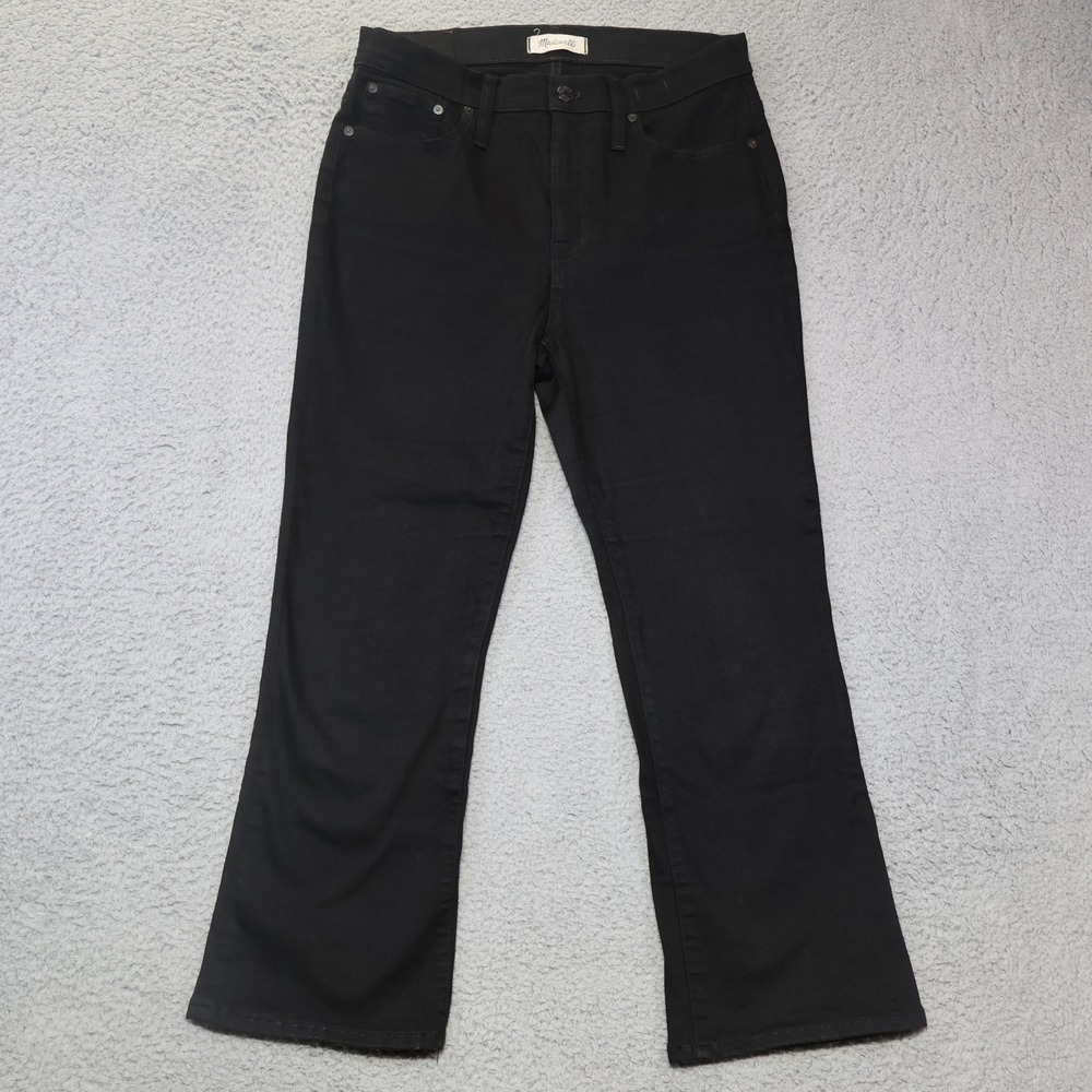 Madewell Cali Demi-Boot Jeans Black High Rise Cropped Flare J1366 Size 30